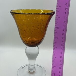 Amber Bubble Glass Goblet
